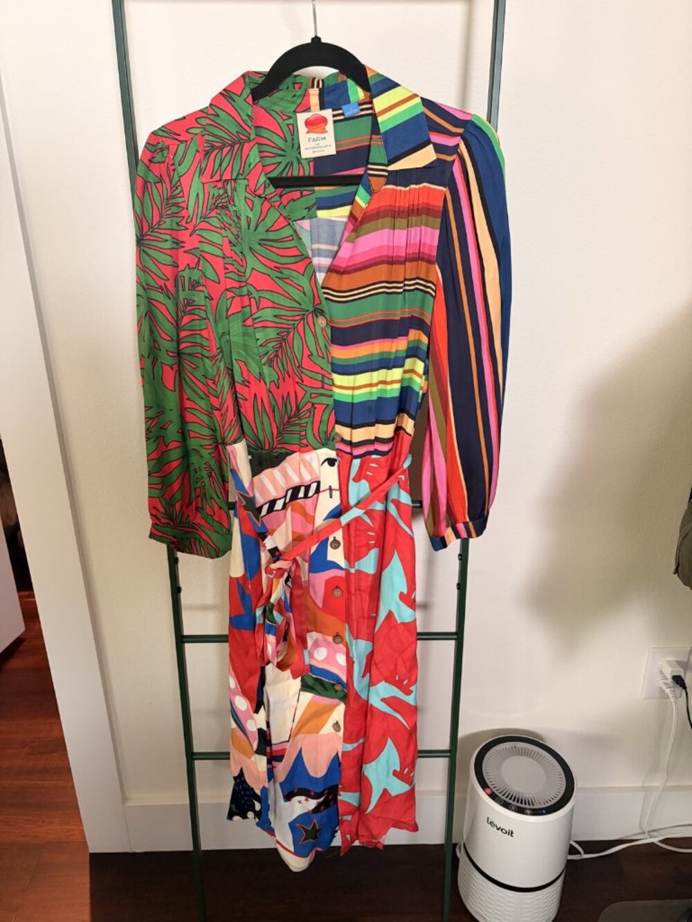 FARM for Anthropologie Mixed Print Wrap Dress S